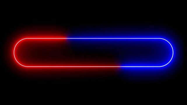 Neon border banner with glowing blue and red laser lights chasing along a rounded rectangle frame.