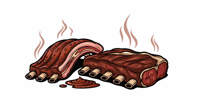 Two racks of steaming ribs, glistening with a rich sauce, ready to be devoured
