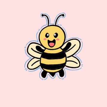 Cute Honeybee Illustration on Pink Background