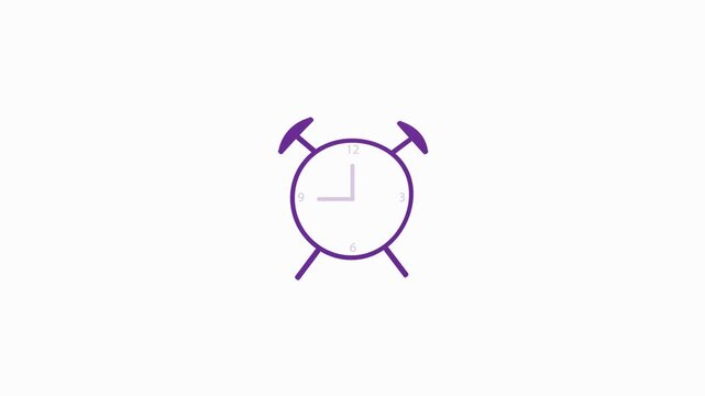 A simple purple alarm clock icon. Alarm clock animation.