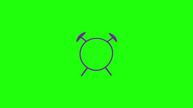 A simple purple alarm clock icon. Alarm clock animation.
