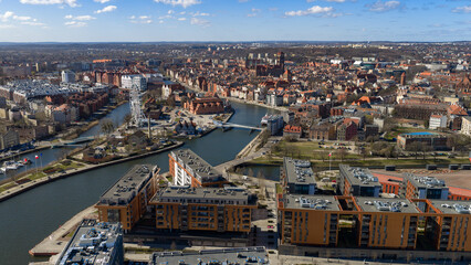 Obraz premium Aerial View of Gdansk City Center with River Motlawa Poland
