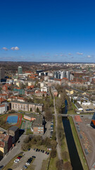 Obraz premium Aerial view of Gdansk city center with Motlawa river and urban landscape Poland