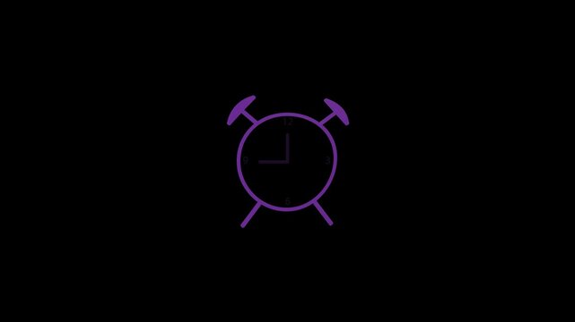 A simple purple alarm clock icon. Alarm clock animation.