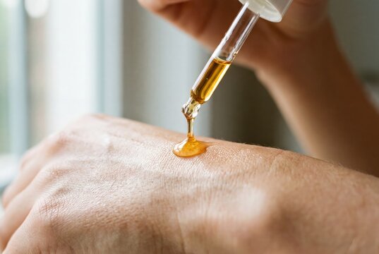 Golden Honey Serum Drop on Skin: Luxurious Elixir for Radiant Skincare Beauty