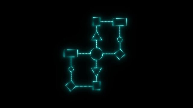 Business process and workflow automation with flowchart.Visualizes step-by-step progression through a procedure or system. motion graphic of Business and technology concept. 4k video