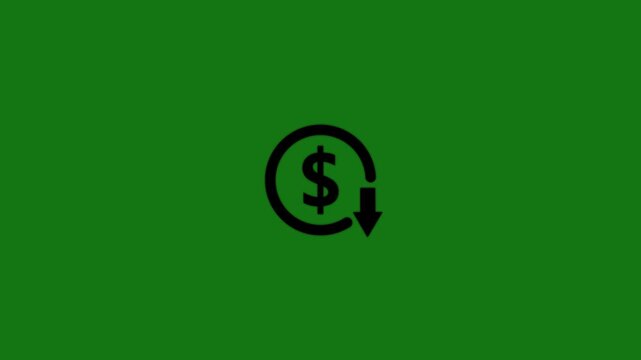 dollar down icon symbol.Dollar price collapse. Dollar price fall.Money reduction icon. motion graphic of Dollar currency price drop concept. 4k motion video