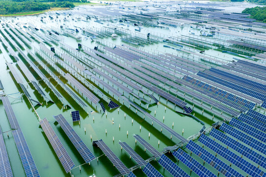 Solar Power Plant Damaged by Typhoon, New Energy Facility Damage