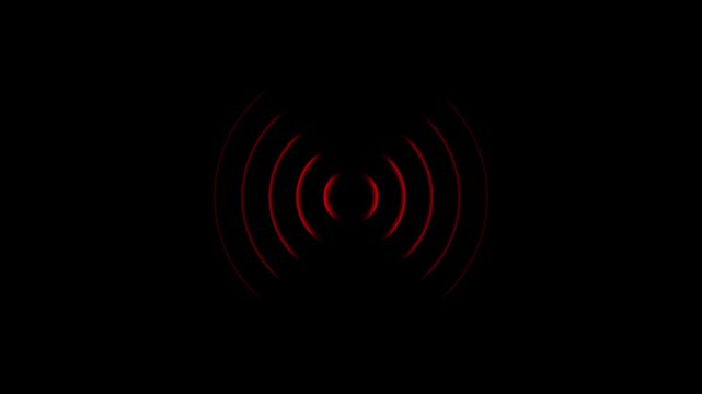 Radio waves seamless loop animation. motion graphic of radio waves concept. Isolated on black background 4k motion video