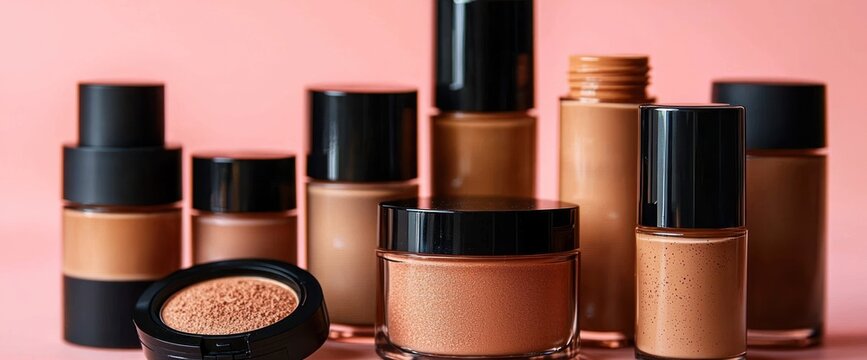 Makeup foundation shades on pink background.  Perfect for beauty blogs