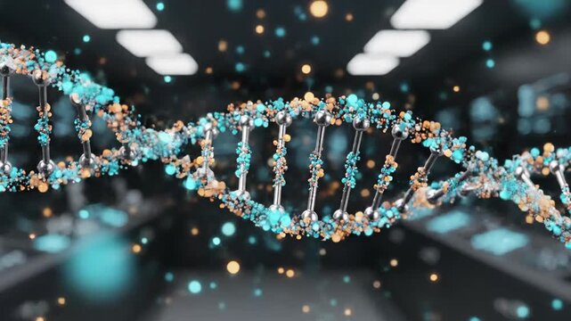 : Abstract Futuristic DNA Double Helix Genetic Engineering Loop