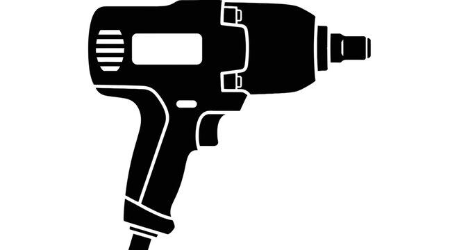 Black silhouette of electric drill.