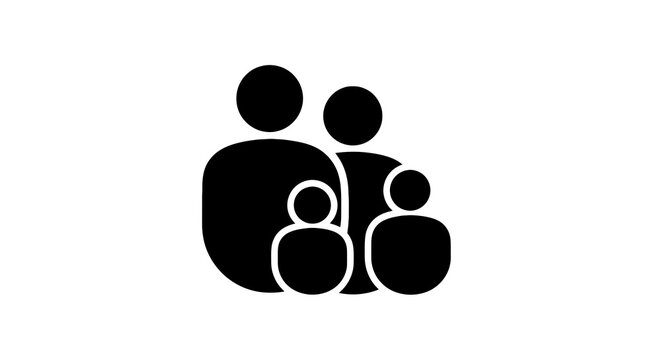 Black family icon with four people.