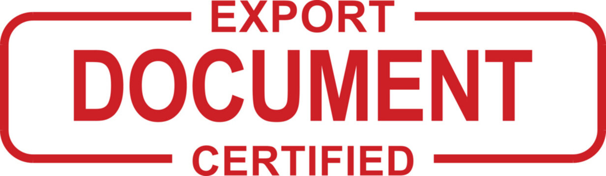 Rectangular red export document certified stamp for official international trade and business transactions