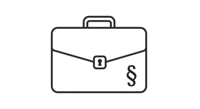 A sleek briefcase with a handle and a paragraph symbol on the side is closed.