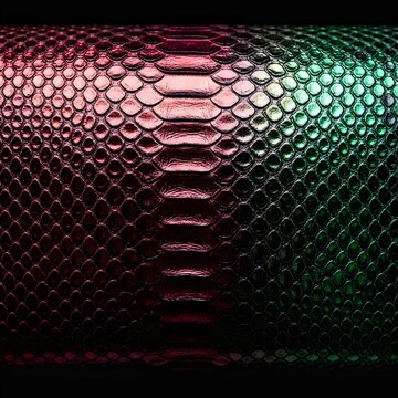 Elegant snakeskin leather sample with detailed python scale texture, metallic exotic finish, luxury fashion material for wallets and shoes, bags, belts etc