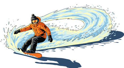 Snowboarder Carving a Snowy Wave Dynamic Vector Illustration for Winter Sports Enthusiasts © Purnomo