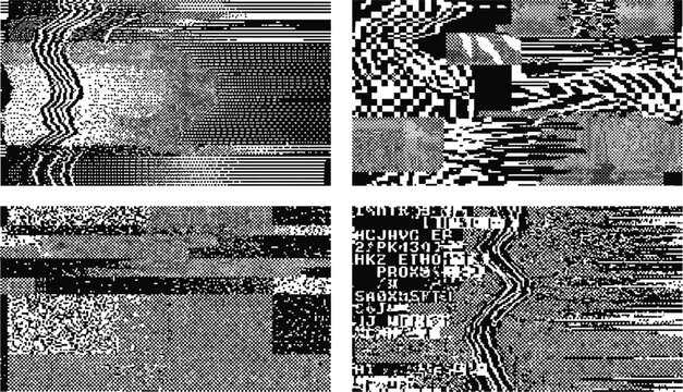 Abstract black and white glitch art textures with digital distortion abstract textures distortion corruption background computer