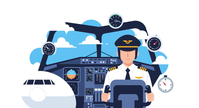 Pilot in cockpit with clocks symbolizing time management.