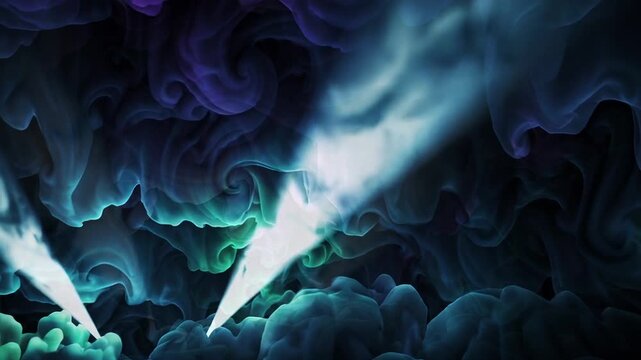 Spotlights Cutting Through Colorful Abstract Clouds Loop