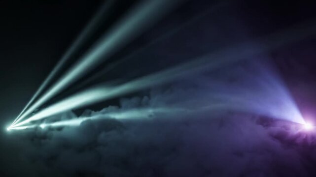 Powerful White Light Beams Across Foggy Scene Loop