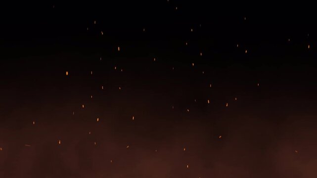 Alpha channel orange cloud fire spark smoke rising up overlay video used for cinematic effects in movie production or social media edits.