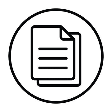 Document File Icon Set Featuring Two Overlapping Paper Sheets inside a Circular Frame Outline