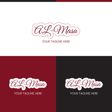 Luxury Logo Design Template for Al-Masa Perfume and Beauty Brand in Elegant Maroon, Black and White Color Palette Modern Premium Branding Identity