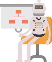 Fototapeta premium Humanoid Robot Character Presenting Organization Chart 