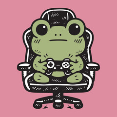 Obraz premium Frog sitting in office chair.