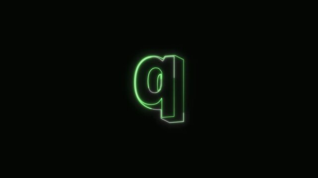  Alphabet q Neon Text Seamless Loop 4K with Black Background Animated Promotional Typography for Video Editing