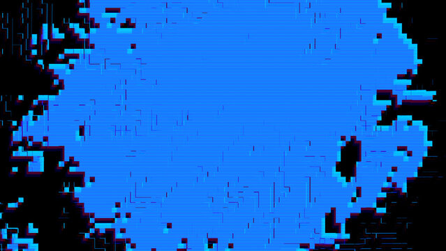 Blue 8bit Glitch Texture with Pixel Distortion and Scanlines