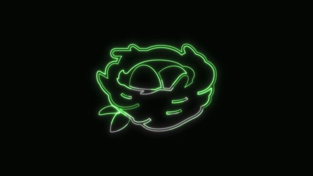  Nest with Eggs Icon Neon Seamless Loop 4K with Black Background Animated Promotional Typography for Video Editing