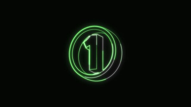 Number 1 Neon Text Seamless Loop 4K Black Background Animated Promotional Typography for Video Editing