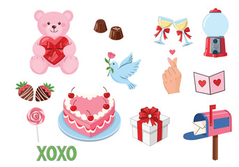 Obraz premium Valentines day romantic elements and icons set