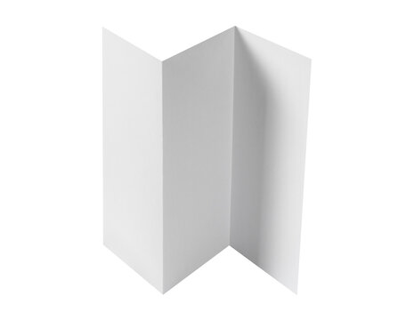 Blank folded paper mockup for design presentation, isolated on cutout transparent background
