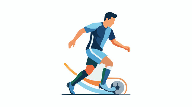Modern football player vector illustration with dribbling action and sports motion design