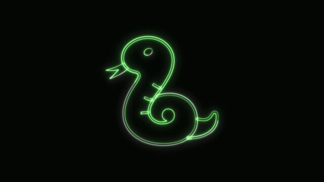  Snake Icon Neon Seamless Loop 4K with Black Background Animated Promotional Typography for Video Editing