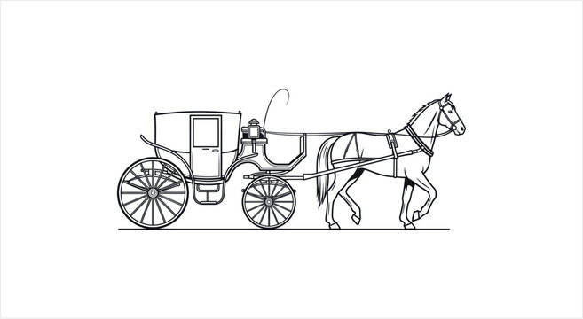 Elegant Horse Drawn Carriage Illustration.