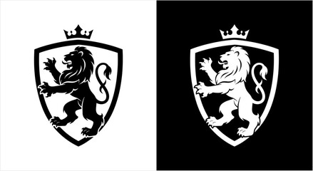 Heraldic Lion Crest Shield Emblem Symbol. © Gustavo