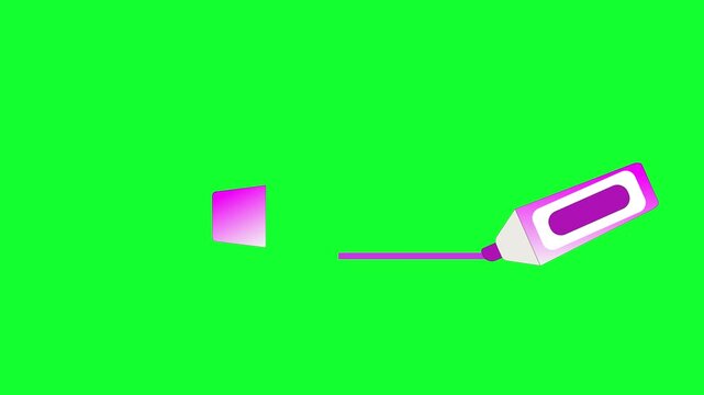Highlighter colored pencil vector with purple lines. 4k isolated motion graphics.