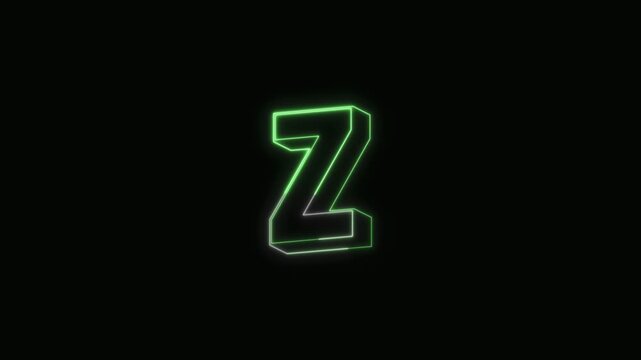  Alphabet Z Neon Text Seamless Loop 4K with Black Background Animated Promotional Typography for Video Editing