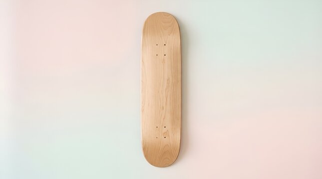 Blank Wooden Skateboard Deck on Gradient Background