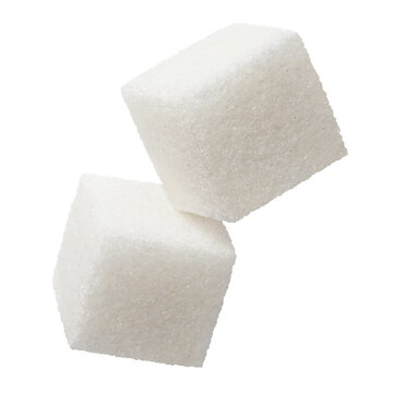 White sugar cubes, isolated on cutout transparent background