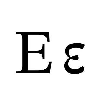 Greek letter Epsilon symbol for scientific research and education. Uppercase and lowercase mathematical Epsilon vector isolated on white for physics formulas, calculus and academic study resources