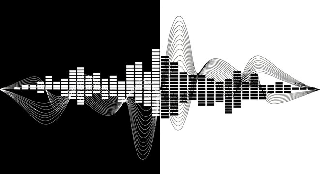 Sound wave pattern with black and white background.