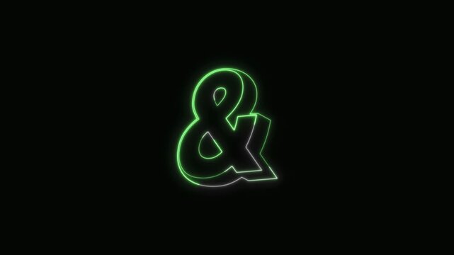  Ampersand Neon Text Seamless Loop 4K with Black Background Animated Promotional Typography for Video Editing