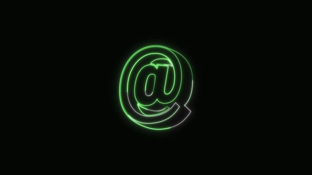  At Sign Neon Text Seamless Loop 4K with Black Background Animated Promotional Typography for Video Editing
