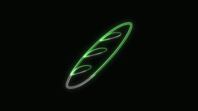  Baguette Icon Neon Seamless Loop 4K with Black Background Animated Promotional Typography for Video Editing