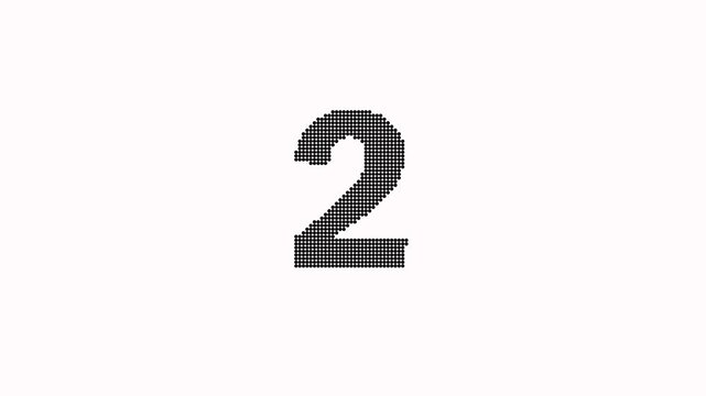 Animated halftone black dot 5 to 1 seconds and go countdown on white background. Countdown number timer icon animation. Top 5 countdown comical dots. 5 4 3 2 1 counting down go text animation